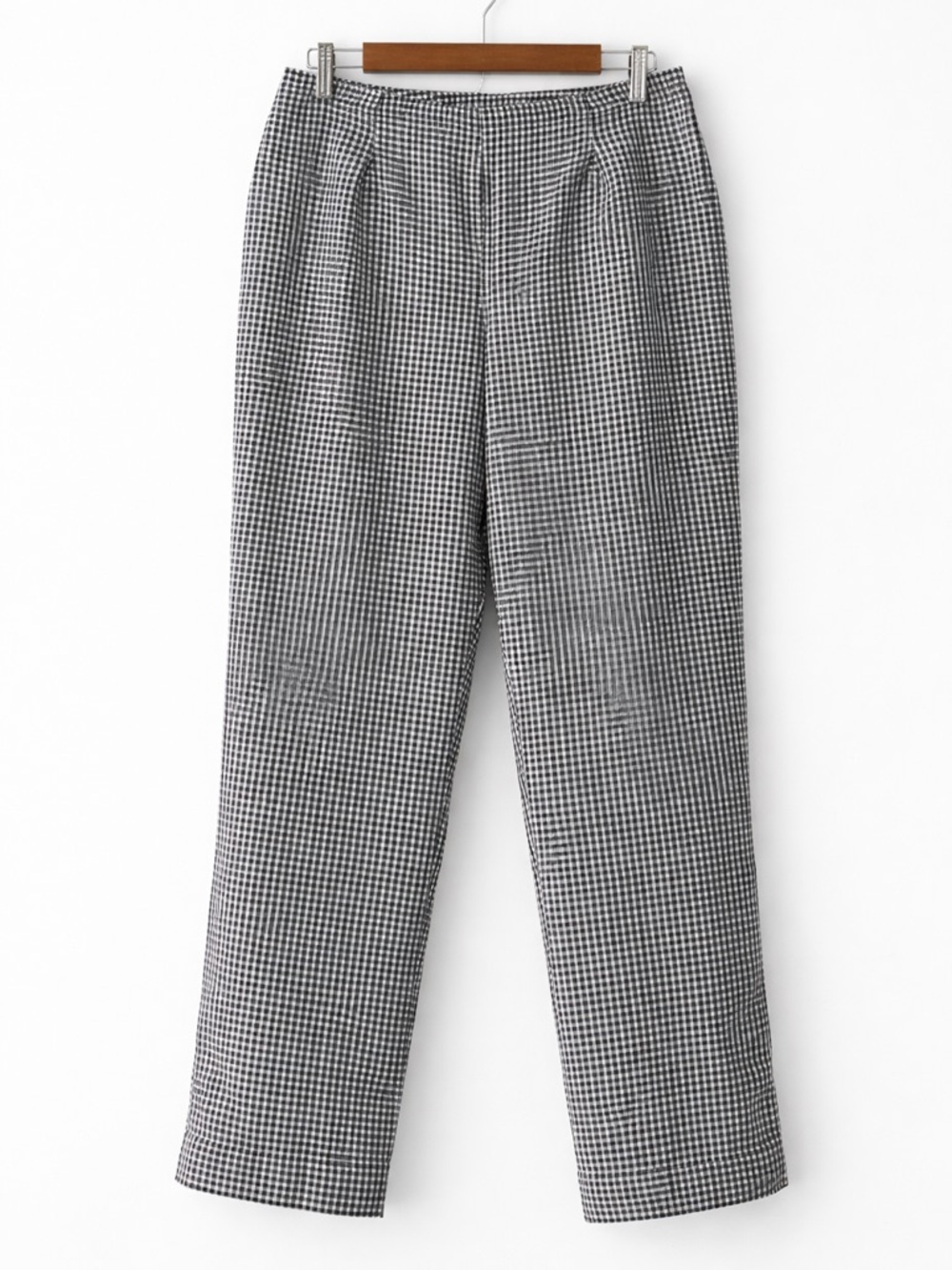 Vintage Silk Gingham Pants Black White Tapered Pleated Lined Size 6 / 8